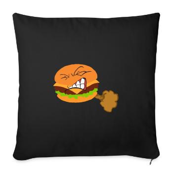 Burger fast food péter pets flatulence cadeau - Housse de coussin décorative 45 x 45 cm - noir - Devant