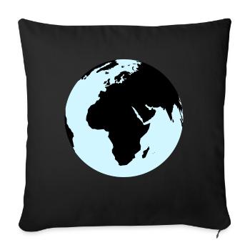 Weltkarte - Erdkunde - Planet - Sofakissenbezug 45 x 45 cm - Schwarz - Vorne