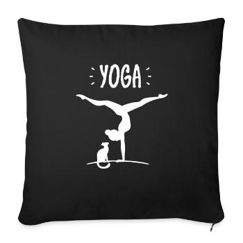 chat de yoga - Housse de coussin décorative 45 x 45 cm - noir - Devant