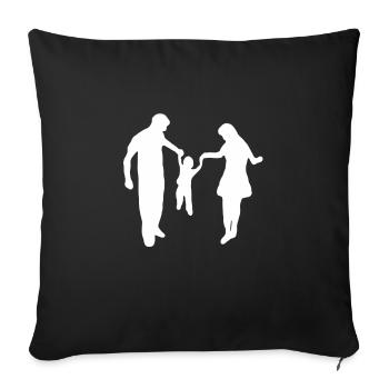 Famille fils père mère fils fille papa maman - Housse de coussin décorative 45 x 45 cm - noir - Devant