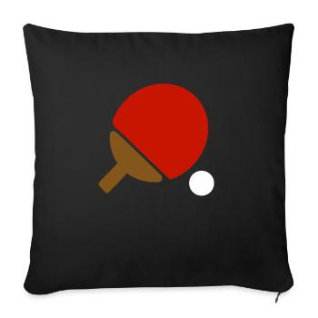 Tennis de table balle de tennis de table raquettes de tennis de table - Housse de coussin décorative 45 x 45 cm - noir - Devant
