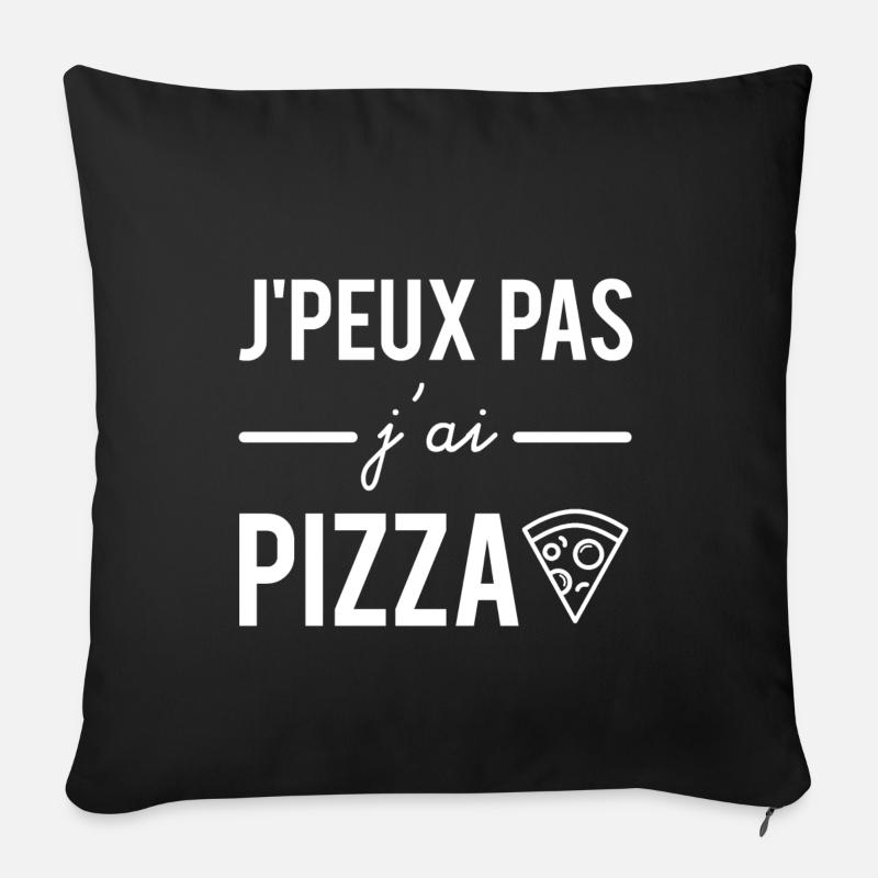 J'peux pas j'ai pizza - Housse de coussin décorative 45 x 45 cm - noir