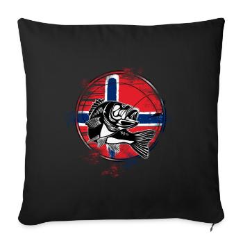 Pêche en Norvège - Housse de coussin décorative 45 x 45 cm - noir - Devant