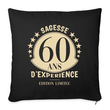 60 ans anniversaire - Housse de coussin décorative 45 x 45 cm - noir - Devant