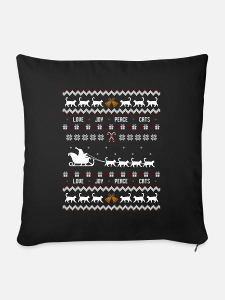 Katzen Weihnachten Ugly Christmas - Sofakissenbezug 45 x 45 cm - Schwarz
