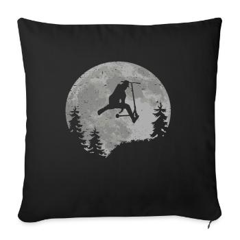 Scooter Mond Vollmond Geschenkidee Skatepark - Sofakissenbezug 45 x 45 cm - Schwarz - Vorne