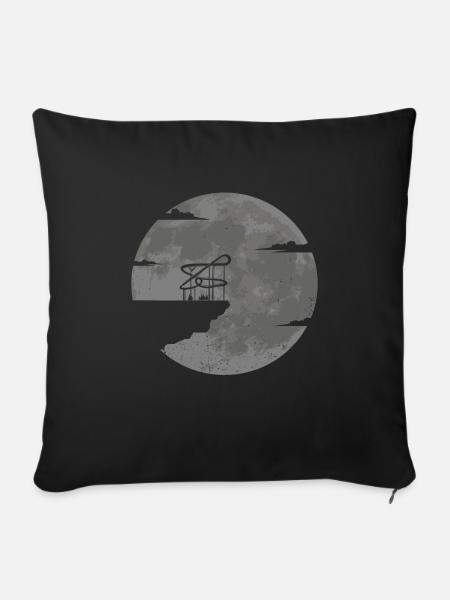 Achterbahn Geschenkidee Vollmond Freizeitparks - Sofakissenbezug 45 x 45 cm - Schwarz