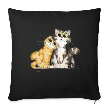 two cats - Sofa pillowcase 17,3'' x 17,3'' (45 x 45 cm) - black - Front