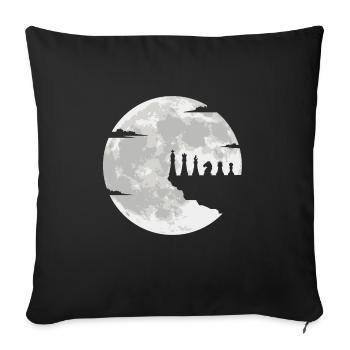Échecs pièces d'échecs joueur d'échecs pleine lune - Housse de coussin décorative 45 x 45 cm - noir - Devant