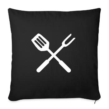 Pinces à griller griller barbecue grill couverts - Housse de coussin décorative 45 x 45 cm - noir - Devant