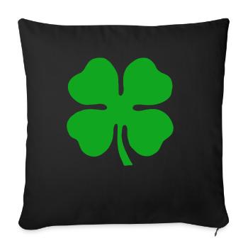 Trèfle à quatre feuilles trèfle porte-bonheur trèfle du Nouvel An - Housse de coussin décorative 45 x 45 cm - noir - Devant