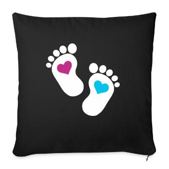 Bébé pieds parents enfant en bas âge fils enceinte - Housse de coussin décorative 45 x 45 cm - noir - Devant