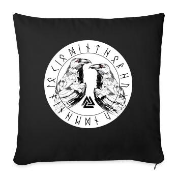 Hugin and Munin Odin's Ravens Walhalla Runes Valknut - Sofa pillowcase 17,3'' x 17,3'' (45 x 45 cm) - black - Front