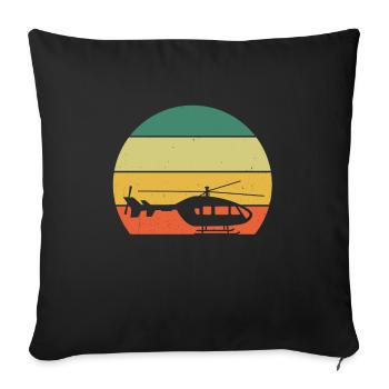 Hélicoptère hélicoptère cadeau pilote volant - Housse de coussin décorative 45 x 45 cm - noir - Devant