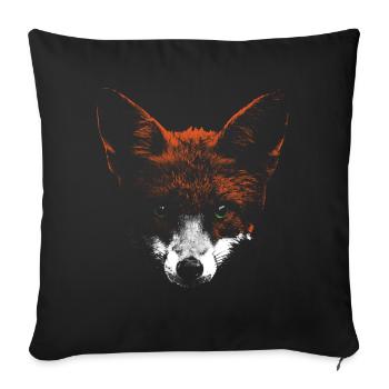 Fox head with white muzzle - Sofa pillowcase 17,3'' x 17,3'' (45 x 45 cm) - black - Front