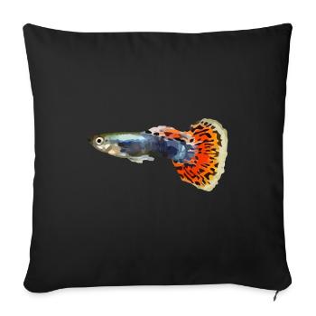 Guppy Zierfisch farbig bunt Grafik - Sofakissenbezug 45 x 45 cm - Schwarz - Vorne