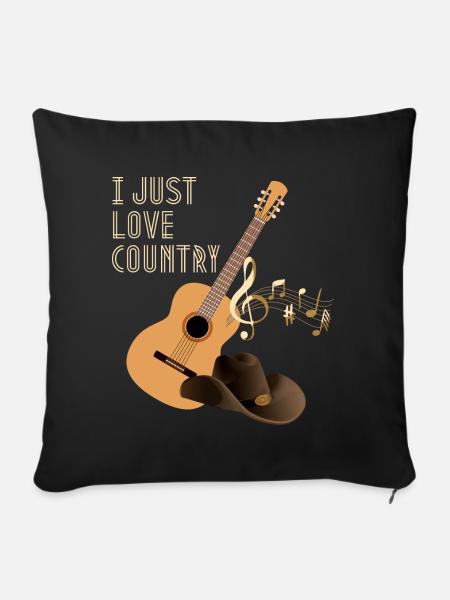 Country Music Spruch, Country Gitarre - Sofakissenbezug 45 x 45 cm - Schwarz