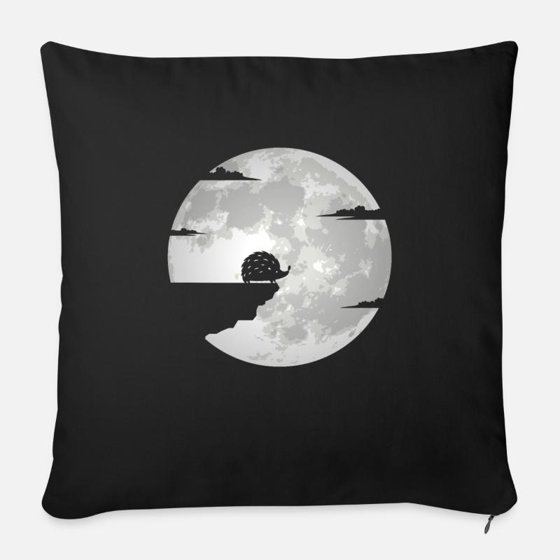 Igel Mond Igelmotiv Vollmond - Sofakissenbezug 45 x 45 cm - Schwarz