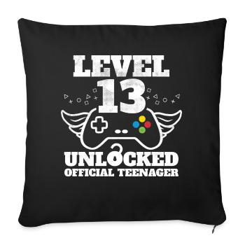 Offizielle Teenager Geburtstag Level 13 entsperrt - Sofakissenbezug 45 x 45 cm - Schwarz - Vorne