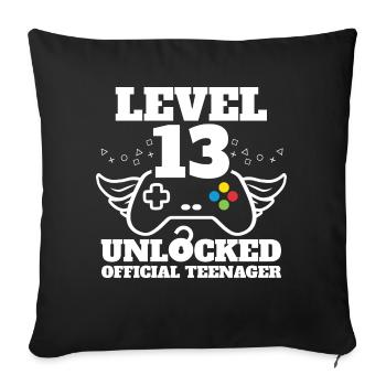 Offizielle Teenager Geburtstag Level 13 entsperrt - Sofakissenbezug 45 x 45 cm - Schwarz - Vorne