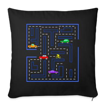 Course route, gamer, Gaming, racing bike, voitures - Housse de coussin décorative 45 x 45 cm - noir - Devant