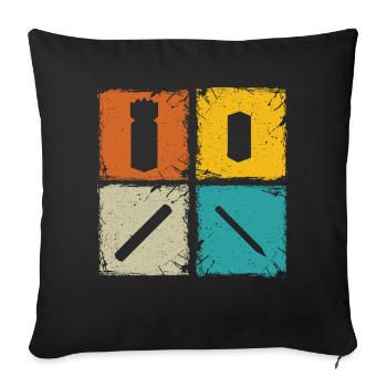 Kubb retro squares kubb yard game player - Sofa pillowcase 17,3'' x 17,3'' (45 x 45 cm) - black - Front