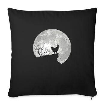 Poulets agriculture ferme lune lune - Housse de coussin décorative 45 x 45 cm - noir - Devant