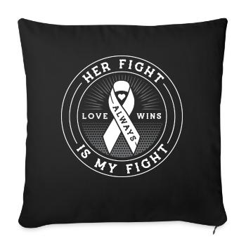 Son combat est ma lutte contre le cancer du poumon sensibilisation - Housse de coussin décorative 45 x 45 cm - noir - Devant