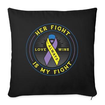 Son combat est ma lutte contre la sensibilisation au cancer de la vessie - Housse de coussin décorative 45 x 45 cm - noir - Devant
