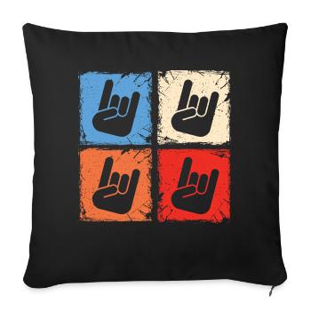 Retro squares horns metalhead heavy metal music - Sofa pillowcase 17,3'' x 17,3'' (45 x 45 cm) - black - Front