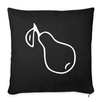 Poire Emoji Fruit Sticker Sketch Blanc - Housse de coussin décorative 45 x 45 cm - noir - Devant