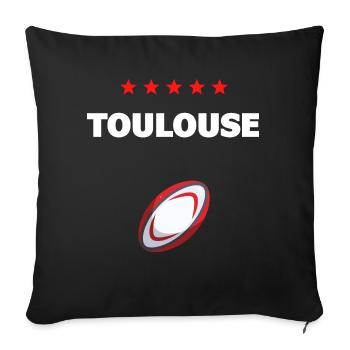 Toulouse rugby 5 étoiles cadeau - Housse de coussin décorative 45 x 45 cm - noir - Devant