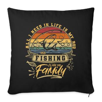 Fishing with the Angler Family Love - Sofa pillowcase 17,3'' x 17,3'' (45 x 45 cm) - black - Front