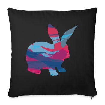Rabbit Rabbit Rabbit - Sofa pillowcase 17,3'' x 17,3'' (45 x 45 cm) - black - Front