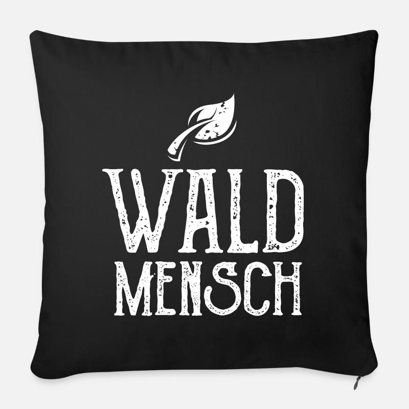 Waldmensch Symbol Illustration Blätter Logo icon - Sofakissenbezug 45 x 45 cm - Schwarz