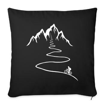 Vélo de route, Vélo, Montagne, Cycliste sur route, Route, Sentier - Housse de coussin décorative 45 x 45 cm - noir - Devant