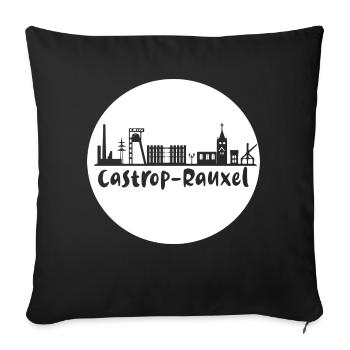 castrop-rauxel, skyline, cercle, coupe aux ciseaux, blanc - Housse de coussin décorative 45 x 45 cm - noir - Devant