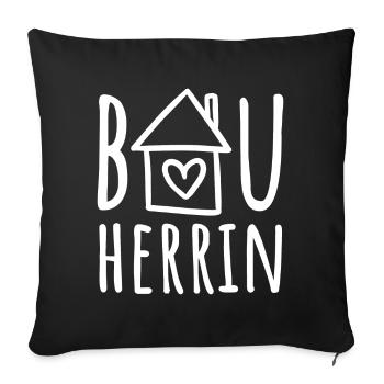 Bauherrin Haus bauen Baustelle Eigenheim Hausbau - Sofakissenbezug 45 x 45 cm - Schwarz - Vorne