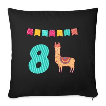 Drôle lama Alpaga 8ème anniversaire - Housse de coussin décorative 45 x 45 cm - noir - Devant