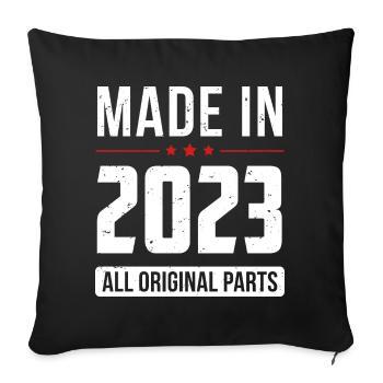 Fabriqué en 2023 - Toutes les pièces d’origine - Anniversaire - Housse de coussin décorative 45 x 45 cm - noir - Devant