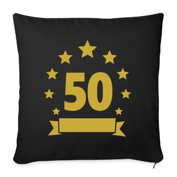 50e anniversaire 50 ans Stars - Housse de coussin décorative 45 x 45 cm - noir - Devant