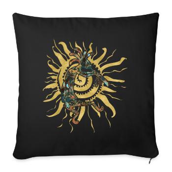 Le musicien Kokopelli joue pour le soleil 1 - Housse de coussin décorative 45 x 45 cm - noir - Devant