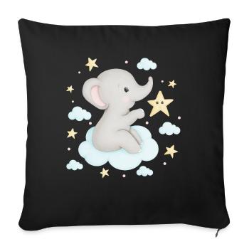 sweet elephant on cloud with stars - Sofa pillowcase 17,3'' x 17,3'' (45 x 45 cm) - black - Front