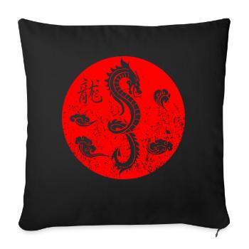 Cadeau Dragon Fantasy Chinois Karaté - Housse de coussin décorative 45 x 45 cm - noir - Devant