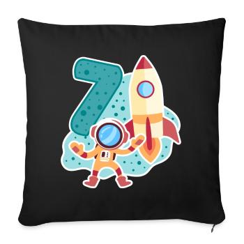 7th Birthday Astronaut Rocket Boy 7 years old - Sofa pillowcase 17,3'' x 17,3'' (45 x 45 cm) - black - Front