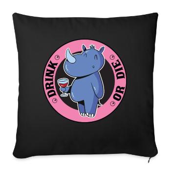 Saufen Bier Trinken - Lustiges Saufen Nashorn - Sofakissenbezug 45 x 45 cm - Schwarz - Vorne