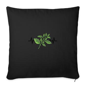 Basil Plant Heartbeat - Sofa pillowcase 17,3'' x 17,3'' (45 x 45 cm) - black - Front