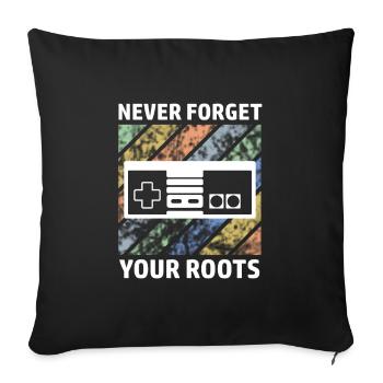 Gamer Controller Retrogamer Spruch - Sofakissenbezug 45 x 45 cm - Schwarz - Vorne