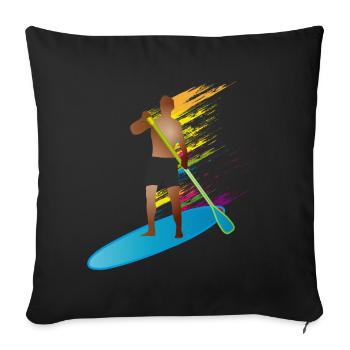 Stand up paddling - Mann mit Paddle Board - Sofakissenbezug 45 x 45 cm - Schwarz - Vorne