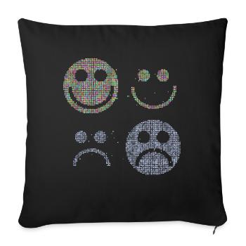 Happy and Sad Stilyzed Faces - Sofa pillowcase 17,3'' x 17,3'' (45 x 45 cm) - black - Front